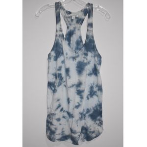 Long Soft Cotton Blue Tie Dye Tank Top
